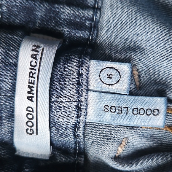 Good American Size 16 Blue Relaxed Jeans with Distressed Knees - Picture 8 of 8